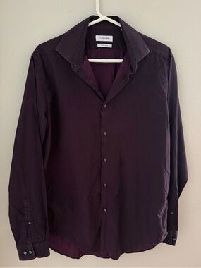 Calvin Klein Slim Fit Stretch Shirt in Deep Plum